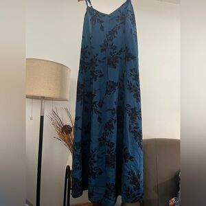 Torrid Blue and Black Floral Maxi Skirt